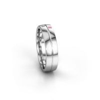 Afbeelding van Trouwring WH0231L25BP<br/>950 platina ±5x2 mm<br/>Roze saffier