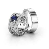 Image of Wedding rings set WHR0108LM16BP ±6x2 mm 14 Carat white gold sapphire 6 mm