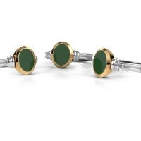 Afbeelding van Pinkring Jake 1<br/>585 witgoud<br/>groene emaille 10x8 mm