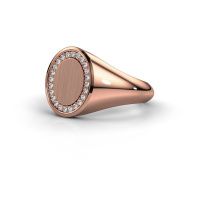 Image of Signet ring Rosy Oval 2 585 rose gold diamond 0.008 crt
