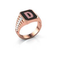 Image of Signet ring Stephan 1 585 rose gold pink sapphire 0.9 mm