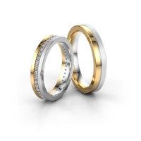 Image of Wedding rings set WH0203LM14BPM ±4x2 mm 14 Carat gold diamond 0.01 crt