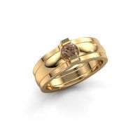 Afbeelding van Ring Jade<br/>585 goud<br/>Bruine diamant 0.25 crt
