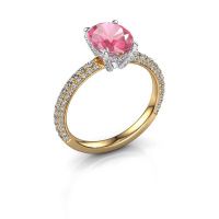 Image of Engagement ring saskia 2 ovl<br/>585 gold<br/>Pink sapphire 9x7 mm
