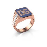 Image of Signet ring Stephan 2 585 rose gold diamond 0.124 crt