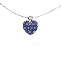 Image of Necklace Heart 5 585 white gold sapphire 0.8 mm