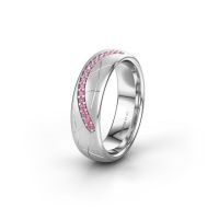 Afbeelding van Trouwring WH2060L36CM 950 platina roze saffier ±6x2.2 mm