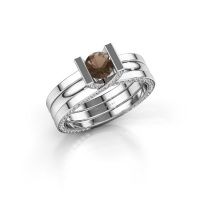 Image de Bague de fiançailles kenisha<br/>585 or blanc<br/>Quartz fumé 5 mm