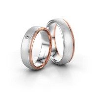 Image of Wedding rings set WH0501LM36AM ±6x1.7 mm 14 Carat white gold diamond 0.03 crt