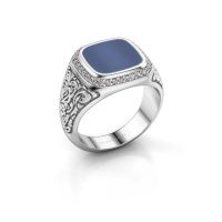 Afbeelding van Heren ring jesse 3<br/>950 platina<br/>blauw lagensteen 10x10 mm
