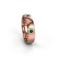 Image of Wedding ring WH0139L25BP<br/>585 rose gold ±5x2 mm<br/>Emerald