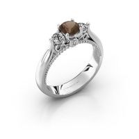 Afbeelding van Verlovingsring Tiffani<br/>950 platina<br/>Rookkwarts 5 mm