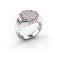 Image of Men's ring floris octa 3<br/>585 white gold<br/>Pink sapphire 1.2 mm