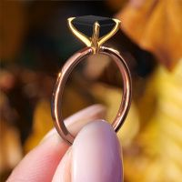 Image of Engagement Ring Crystal Eme 1<br/>585 rose gold<br/>Black Diamond 2.10 Crt