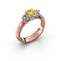 Afbeelding van Verlovingsring Tiffani<br/>585 rosé goud<br/>Gele saffier 5 mm