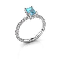 Image of Engagement ring saskia eme 2<br/>585 white gold<br/>Blue topaz 6.5x4.5 mm
