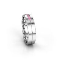 Image of Wedding ring WH0211L15AP<br/>585 white gold ±5x1.7 mm<br/>Pink sapphire