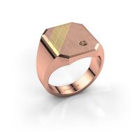 Afbeelding van Zegelring Patrick 5 585 rosé goud bruine diamant 0.06 crt