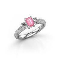 Image of Engagement Ring Marielle Eme<br/>585 white gold<br/>Pink sapphire 6x4 mm