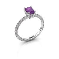 Image of Engagement ring saskia eme 2<br/>950 platinum<br/>Amethyst 6.5x4.5 mm