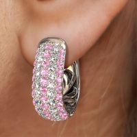 Image of Hoop earrings Danika 10.5 B 585 white gold pink sapphire 1.1 mm