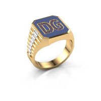 Image of Signet ring Stephan 2 585 gold sapphire 0.9 mm