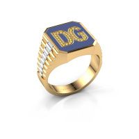 Image of Signet ring Stephan 2 585 gold yellow sapphire 0.9 mm