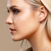 Image of Hoop earrings Danika 12.5 A 585 gold sapphire 1.7 mm