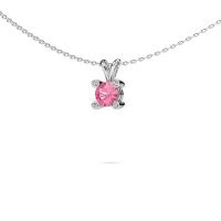 Image of Pendant Fleur 585 white gold pink sapphire 5 mm