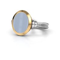Image of Signet ring brenda 2<br/>585 white gold<br/>Light blue sardonyx 12x10 mm