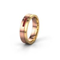 Image of Wedding ring WH0307L15AP<br/>585 rose gold ±5x1.7 mm<br/>Ruby