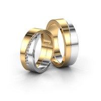 Image of Wedding rings set WHR0362LM ±6x2 mm 14 Carat gold diamond 0.015 crt