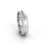 Afbeelding van Trouwring WH0162L25A<br/>585 witgoud ±5&comma;5x1.7 mm<br/>Bruine diamant
