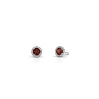 Image of Earrings seline rnd<br/>925 silver<br/>Garnet 4 mm