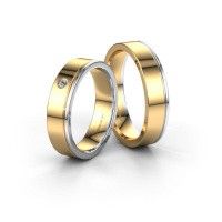Image of Wedding rings set WH0501LM15AP ±5x1.7 mm 14 Carat gold diamond 0.03 crt