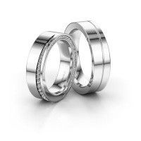 Image of Wedding rings set WH1002LM15DP ±5x2.3 mm 14 Carat white gold diamond 0.003 crt