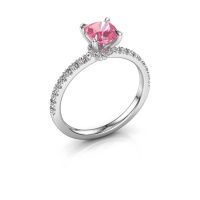 Afbeelding van Verlovingsring Crystal CUS 4 585 witgoud roze saffier 5.5 mm