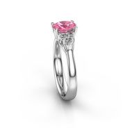Afbeelding van Verlovingsring Monika OVL<br/>585 witgoud<br/>Roze saffier 7x5 mm