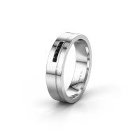 Image of Wedding ring WH0307L15AP<br/>950 platinum ±5x1.7 mm<br/>Black diamond