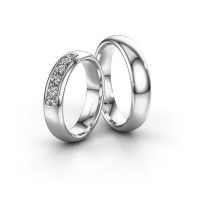 Image of Wedding rings set WH0111LM35BP ±5x2 mm 14 Carat white gold diamond 0.08 crt