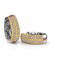 Image of Hoop earrings Danika 12.5 B 585 rose gold yellow sapphire 1.1 mm