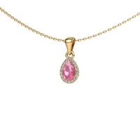 Image of Necklace Seline per 585 gold pink sapphire 6x4 mm