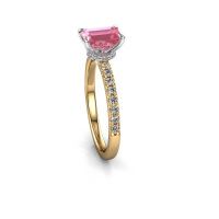 Afbeelding van Verlovingsring Crystal EME 4 585 goud roze saffier 7x5 mm