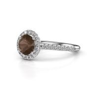 Image of Engagement ring seline rnd 2<br/>585 white gold<br/>Smokey quartz 6.5 mm