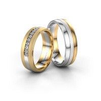 Image of Wedding rings set WH0413LM26APM ±6x1.7 mm 14 Carat white gold diamond 0.02 crt