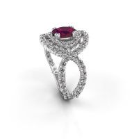 Image de Bague Chau<br/>585 or blanc<br/>Rhodolite 7x5 mm
