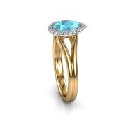Afbeelding van Verlovingsring verla pear 1<br/>585 goud<br/>Blauw topaas 8x6 mm