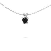 Image of Necklace Sam Heart 585 white gold black diamond 0.65 crt