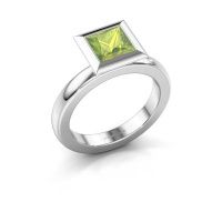 Image of Stacking ring Trudy Square 950 platinum peridot 6 mm
