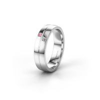 Image of Wedding ring WH0231L25BP<br/>585 white gold ±5x2 mm<br/>Pink sapphire
